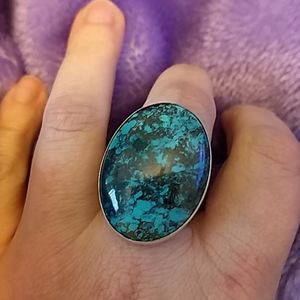 Jay King Sterling Blue Forest Stone Ring Size 6
